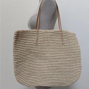 MERONA Beach Straw Tote Bag NWT Natural/Metallic D32